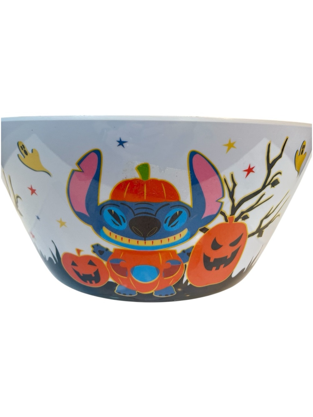 Disney’s Stitch featured on a 12” Festive Halloween Candy Bowl—New with Tags